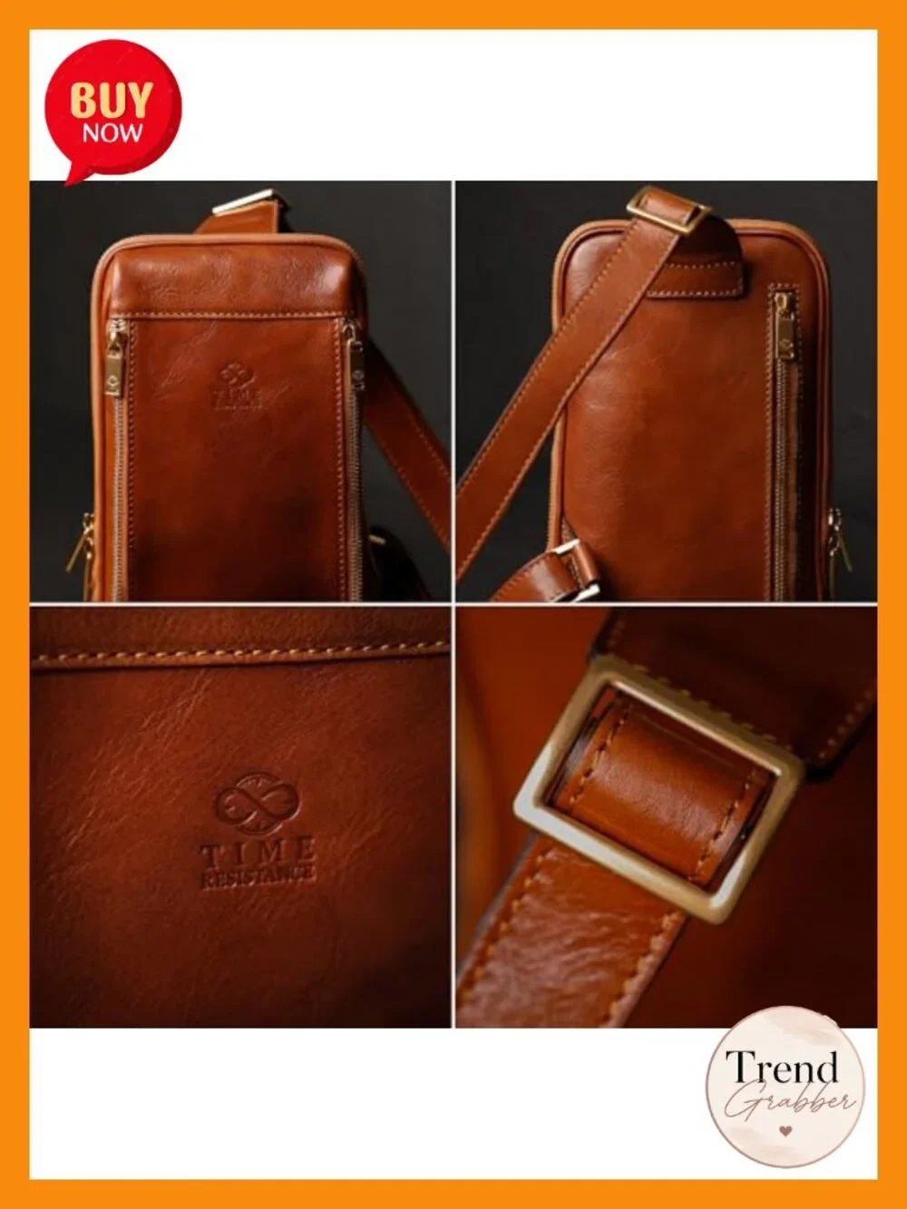 Italian Full-Grain Leather Sling Crossbody Bag Handmade Messenger Shoulder for